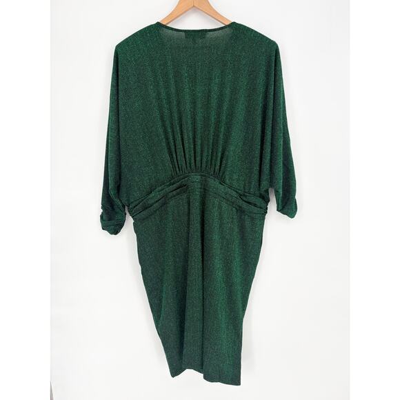 Eloquii NWT Green Sparkle Tulip Hem Empire Waist Cocktail Dress Size 20 - Picture 3 of 5